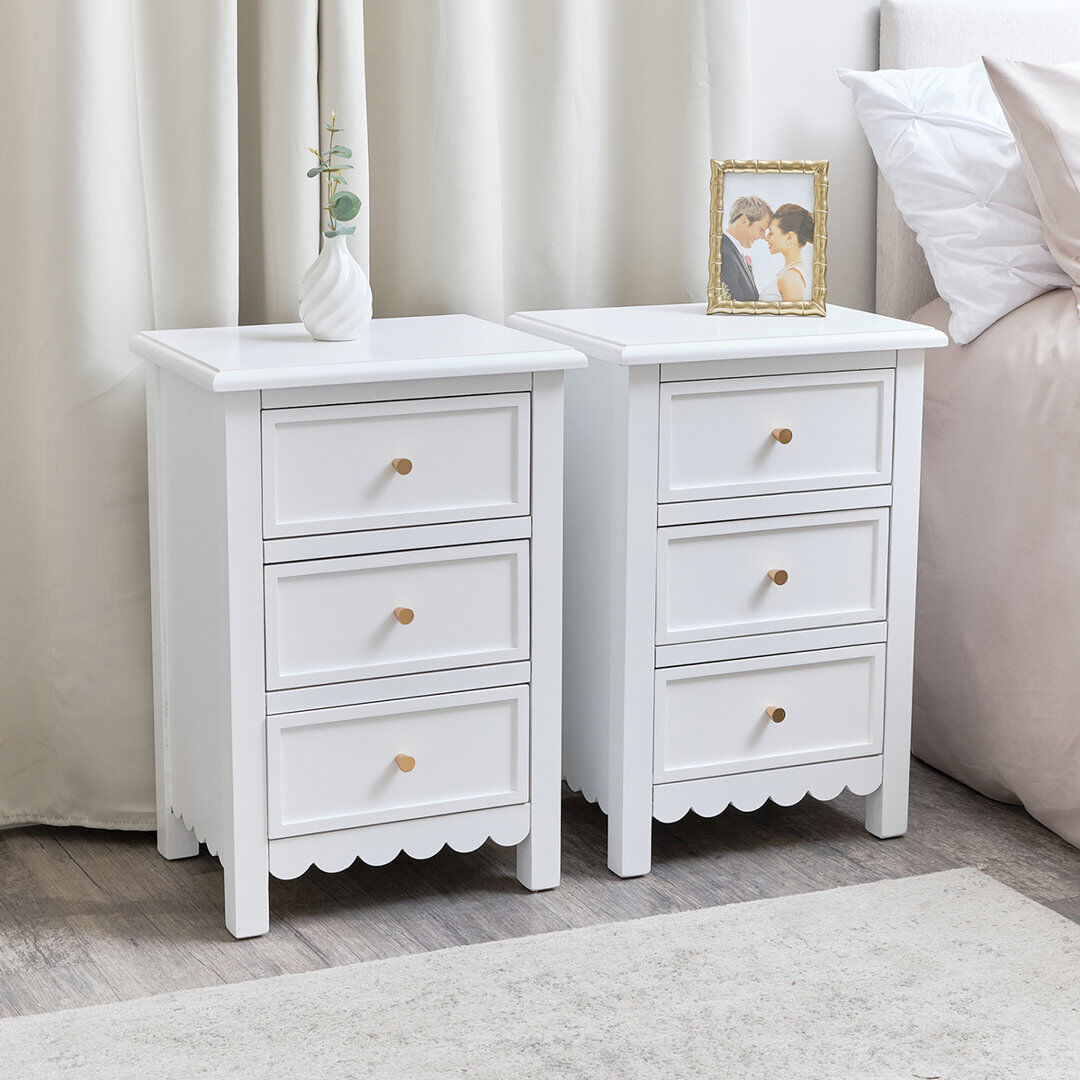 Melody Maison 45 cm W Bedside Table White 66cm H X 45cm W X 34cm D
