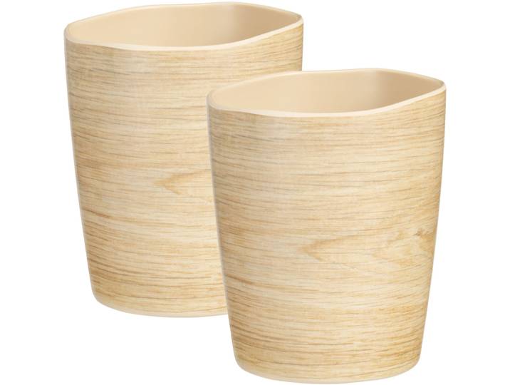 2er-Set Bruchfester Melaminbecher in Holzoptik-Design, 9 x 11 cm