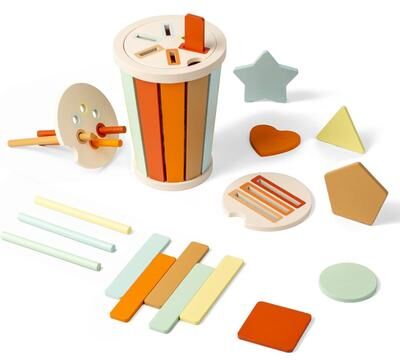 Youfap Market Montessori Wooden Shape Sorting Toy For Toddlers, Color Matching & Fine Motor Skills Development b