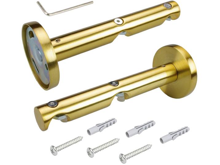 Deckenträger für Gardinenstangen LIEDECO, gold (goldfarben, matt), Ø:1,6cm, Gardinenstangenhalterungen, Deckenträger für Gardinenstangen, für Gardinenstangen Ø 16 mm
