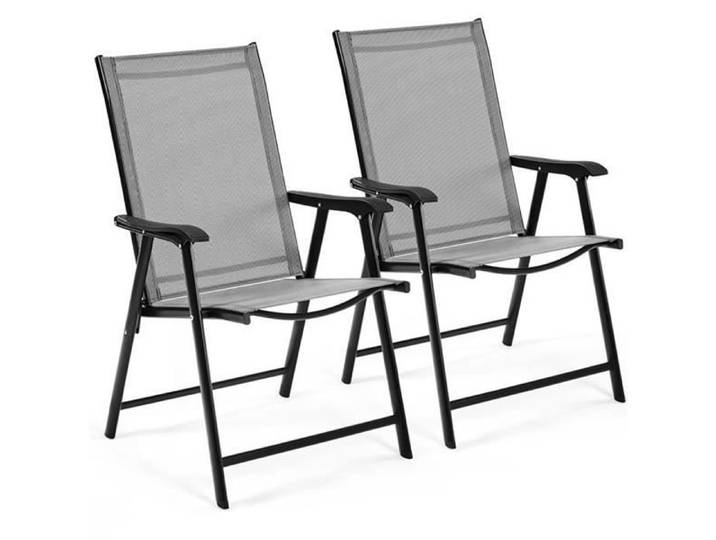 Lot de 2 fauteuils de Jardin Pliantes avec Accoudoirs Chaises dextérieur en Toile Gris - Yaheetech