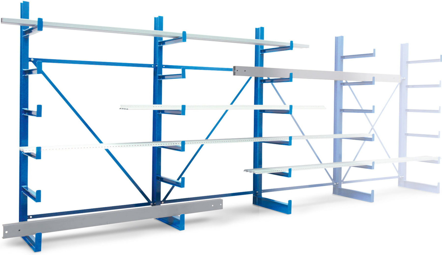 Regalwerk KARL-Kragarmregal TYP 1 Set 4 einseitig feste Arme 1xGF + 4xAF HxB 2000x1250 mm (B6-60101-50-S4)