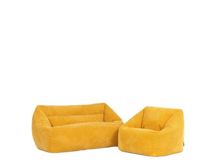 Icon Cecilia Cord Sitzsack Kinder Sofa und Sitzsack mit Füllung, Gelb In Deutschland Hergestellt, Sitzsack Sofa, Weicher Cordstoff, Kinder Sessel für Kinderzimmer und Schlafzimmer