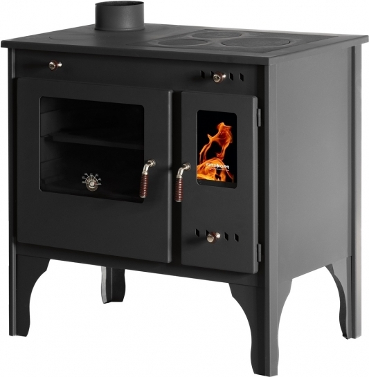 Küchenofen Holzherd Retro ECO schwarz, linke Version - 7 kW Dauerbrandherd