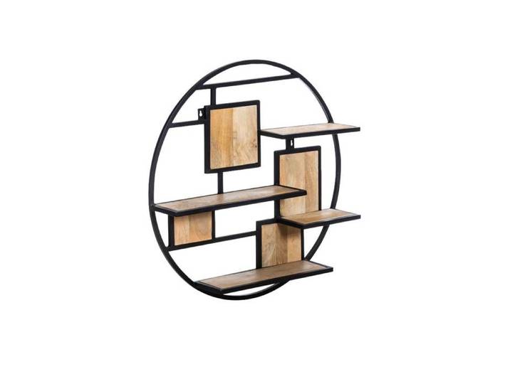 Etagère ronde en bois de manguier et métal Colm