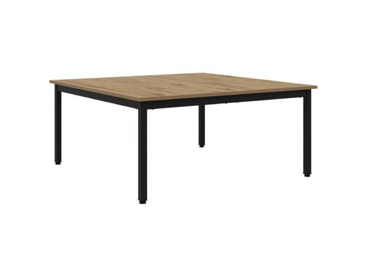 LASWWQMRF Couchtisch Kunsthandwerk Eiche 100 x 100 x 45 cm Holzwerkstoff Eleganter Wohnzimmertisch mit großzügiger quadratischer Abstellfläche und stabilen Metallfüßen für moderne Einrichtungen.