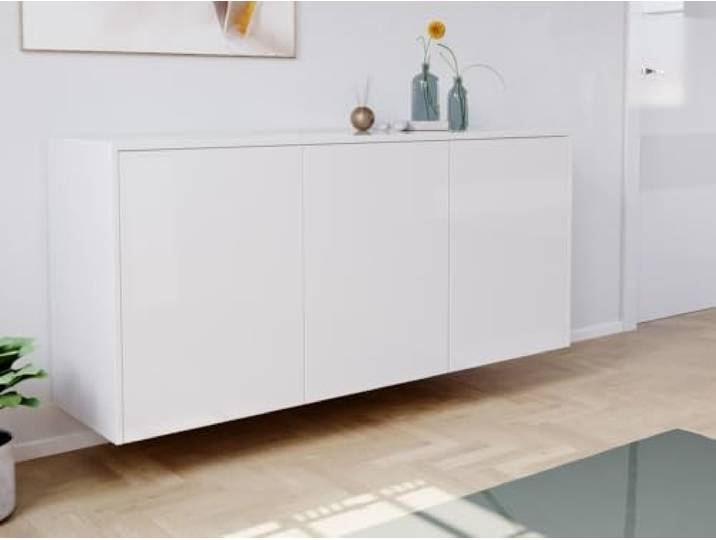 Design Sideboard Kommode Genesis B hängend 150cm 3 Türen Weiß hochglanz