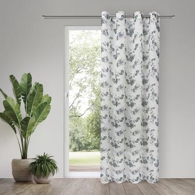 Gardine GERSTER "Helma" Gr. 1, weiß (weiß, blau), B:140cm H:245cm, Wirkware, Polyester, Gardinen, Gardine, SB-Ösenschal "Helma"
