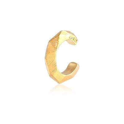 Ohrklemme ELLI "Ohrringe Earcuff Klemme Single Facettiert 925 Silber" Gr. 9, gold, Ohrringe, Damen, 9, ohne Stein, Silber 925 (Sterlingsilber)