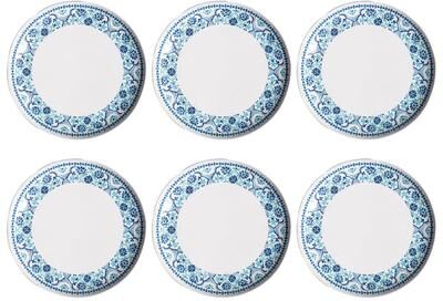 "Abode Homewares Palazzo Tiles Melamine Dinner Plate - Teal - 10.5"" - Set of 6"