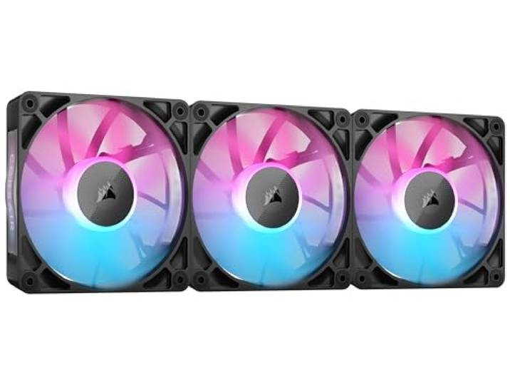 CORSAIR iCUE LINK RX120 RGB 120mm PWM Ventilatoren met iCUE LINK Systeemhub - Magnetische Koepellager - Drievoudig Pakket - Zwart