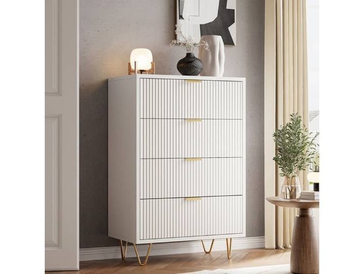 WOEDVJN - Commode 4 tiroirs coulissants - Meuble de rangement - 60x34x91 - Style Scandinave - pour chambre/salon/bureau - bois