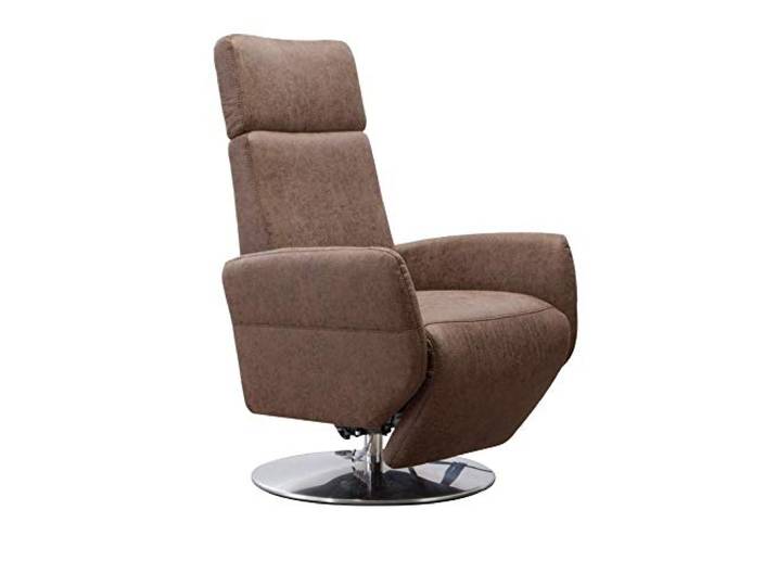 Cavadore TV-Sessel Cobra / Fernsehsessel mit Liegefunktion, Relaxfunktion / Stufenlos verstellbar / Ergonomie S / Belastbar bis 130 kg / 71 x 108 x 82 / Lederoptik Braun