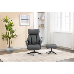 Happy Home Gepolsteter Relaxsessel mit Hocker, ca. 76 x (86,5-113,5) x (109-91,5) cm - Hellgrau