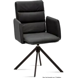 ARMLEHNSTUHL drehbar (2er-Set) Delila 52x92x60 Schwarz/Anthrazit