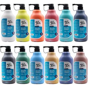 Mont-Marte Acrylfarben msch1210 Signature Premium Set, 12 Farben je 1000ml, in Pumpflaschen