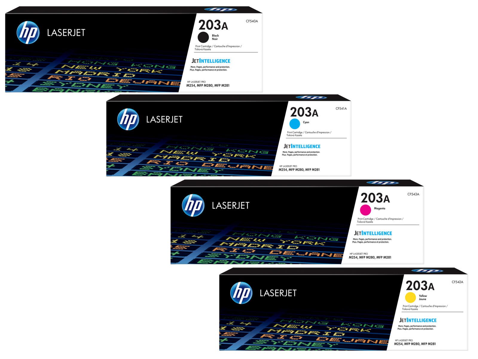 HP Inc. HP Original 203A Toner 4er Multipack (CF540A, CF541A, CF543A, CF542A) OP203A