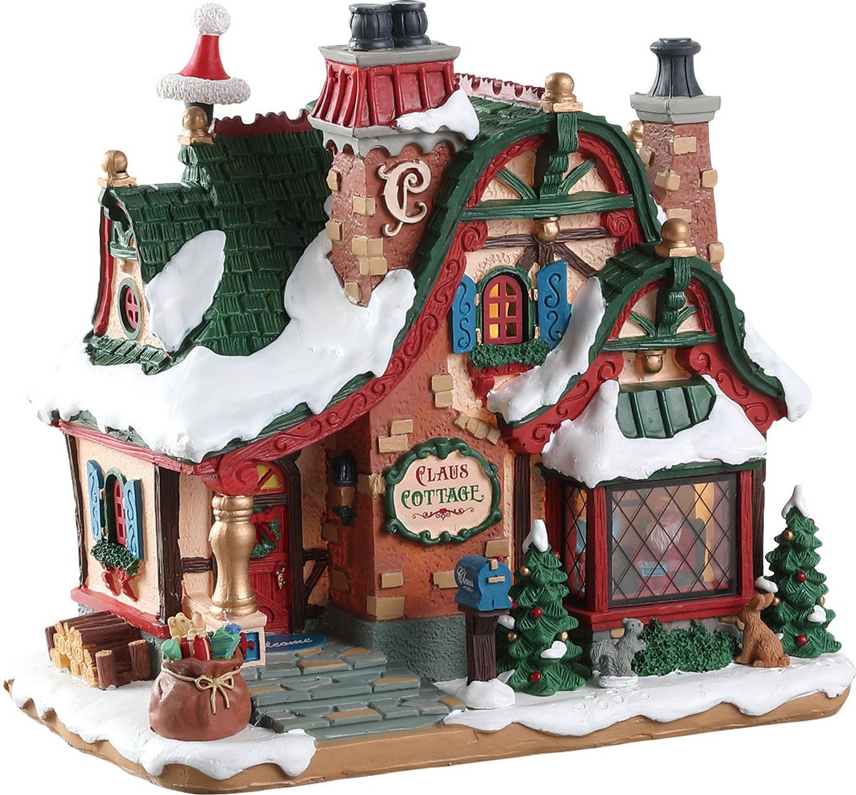 Lemax The Claus Cottage Verlicht Kersthuisje van Porselein voor Kerstdorpen