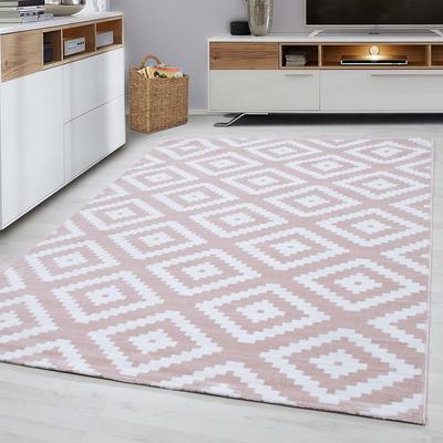Teppich AYYILDIZ TEPPICHE "Plus 8005 , auch als Läufer", pink, B:120cm H:6mm L:170cm, Kunstfaser, Teppiche, Teppich, gemusterter Flachflor, robust, Webteppich, alle Räume