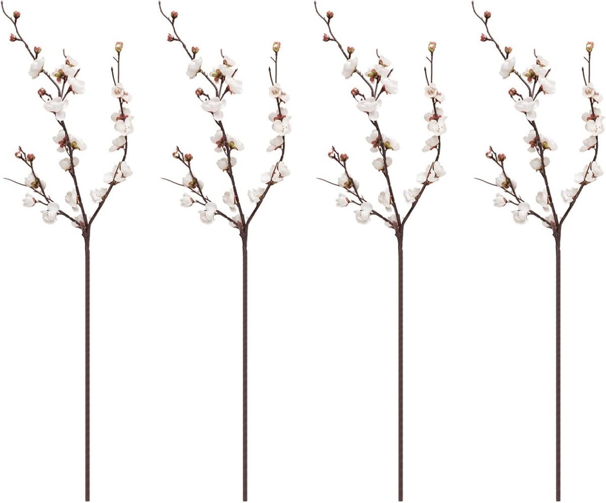 4x Kunstbloemen Pruimenbloesem Takken Zijde 94cm - Realistische Faux Bloemen voor Binnen & Buiten Decoratie