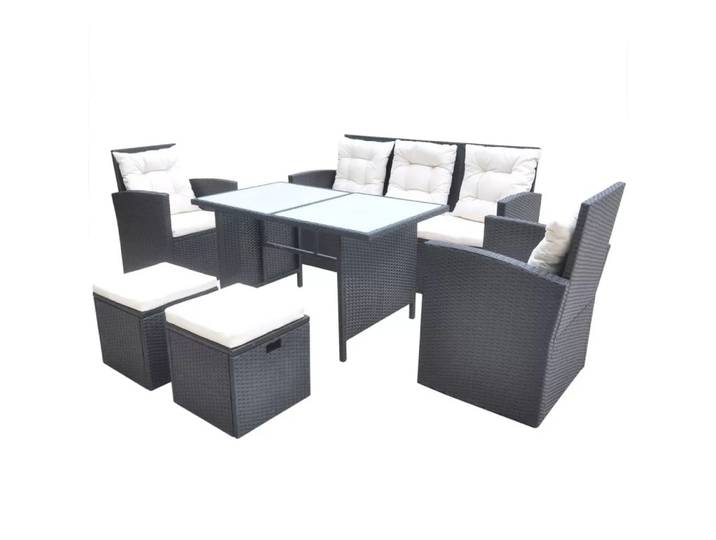 VidaXL - Garten essgruppe poly-rattan, One Size, Schwarz