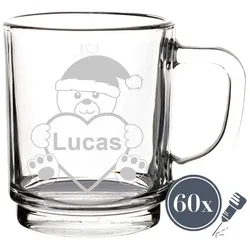 Glühweinglas Kaffeeglas 0,2l geeicht - Plüschbär - 60 Stück