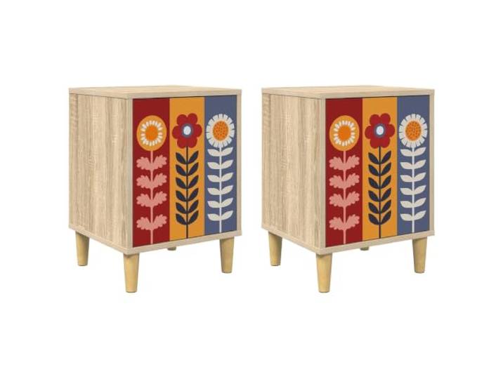 Coespram Nachttisch Essen 2er Set Sonoma-Eiche 36x33x50cm Nachtschrank Kompakter Beistelltisch fürs Schlafzimmer mit 2 Türen, erhöhten Füßen und Kippschutz für ordentliche Aufbewahrung.