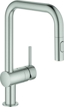 Grohe Minta mitigeur d'évier 32322DC2 supersteel, double jet extractible, bec en U
