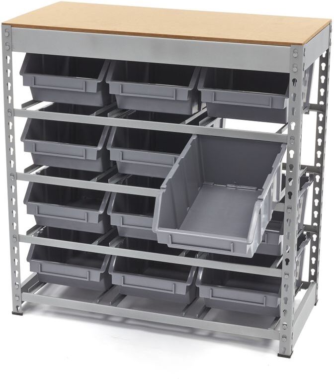 Armoire à bacs, système de rangement, rack avec 12 bacs de rangement HBM