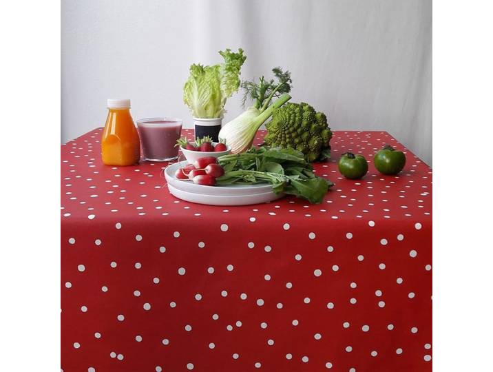 Nappe enduite rouge ronde diam 160 cm