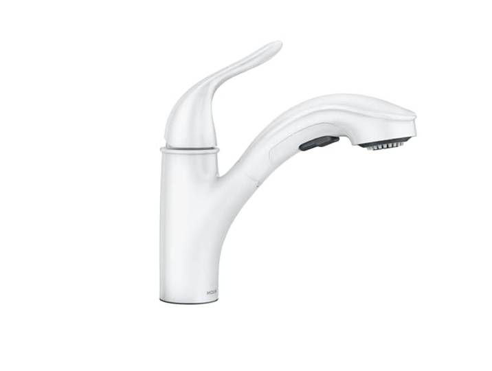 Moen 87557W Brecklyn Einhand-Ausziehbarer Sprühkopf Küchenarmatur mit Power Clean, 150 cm Schlauchlänge, Glacier