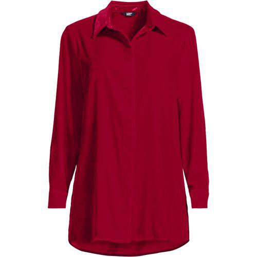 Samtbluse für Damen in Plus-Größe, Damen, size: plus, Rot, Polyester, by Lands' End