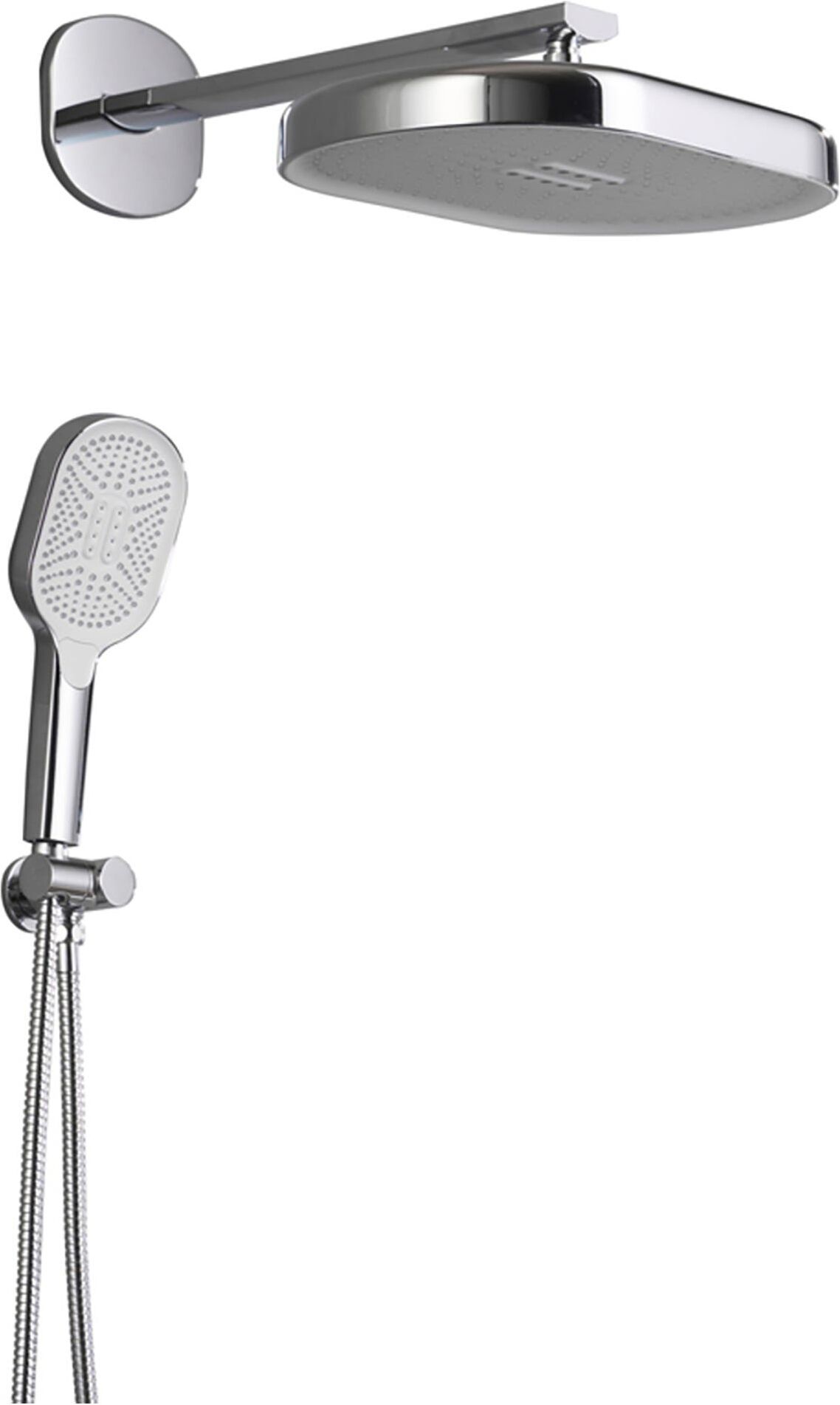 Tecom KIT DOCCIA  PLAZA CROMO BRACCIO 350 mm SOFFIONE ABS 360X250 mm E DOCCETTA 3 GETTI
