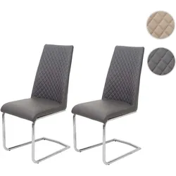Einzelst�ck | 2er-Set Esszimmerstuhl HWC-F31, Stuhl Küchenstuhl Freischwinger, Kunstleder ~ dunkelgrau