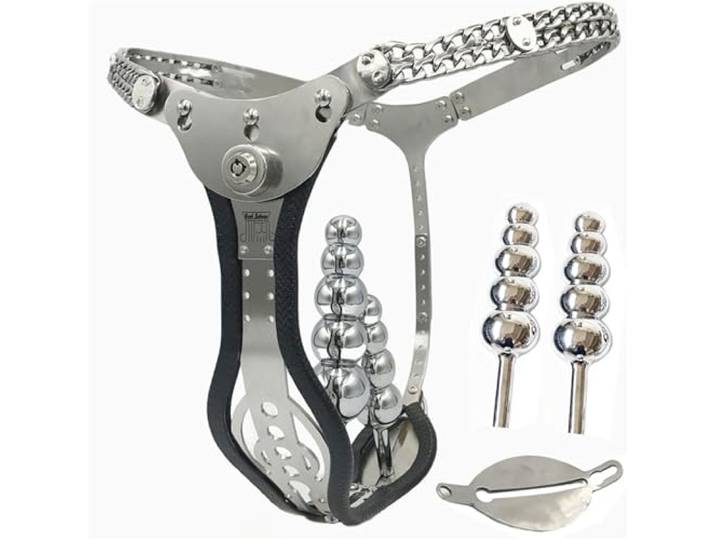 Edelstahl Erotisch Keuschheitsgürtel Für Damen Mit Vaginalplug Analplug Umschnall Strapon, Bondage Unsichtbare Damen Keuschheit Hosen SM Fesseln Masturbieren Sex Spielzeug Für Frauen