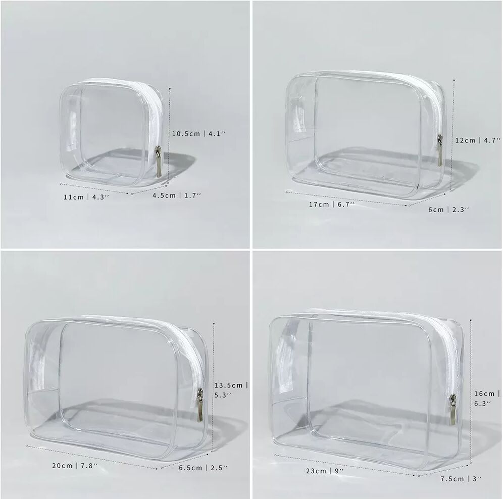 INF Ensemble de 4 trousses de toilette transparentes en EVA - Idéal pour le voyage et le rangement