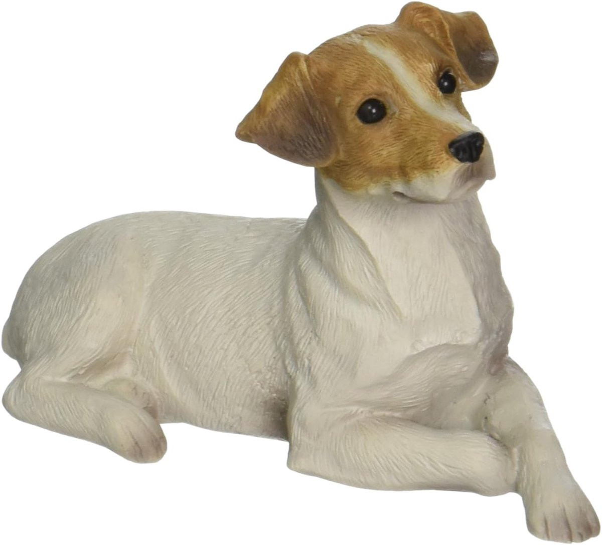 Wit hond sculptuur - Handgegoten en beschilderd huisdier beeldje voor woondecoratie