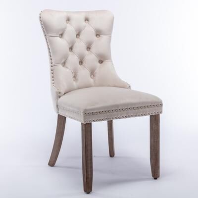 TOP_RATED Contemporary Solid Wood Dining Chairs Kitchen Accent Chairs in Beige