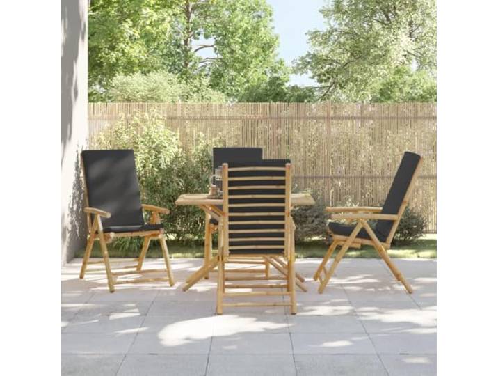 HEFZGDB Massiver Bambus Klappstuhl mit 5-Fach Verstellbarer Rückenlehne und Abnehmbarem Bezug – Langlebiger Gartenliegestuhl für Entspannung und Komfort mit Dicker Polsterung