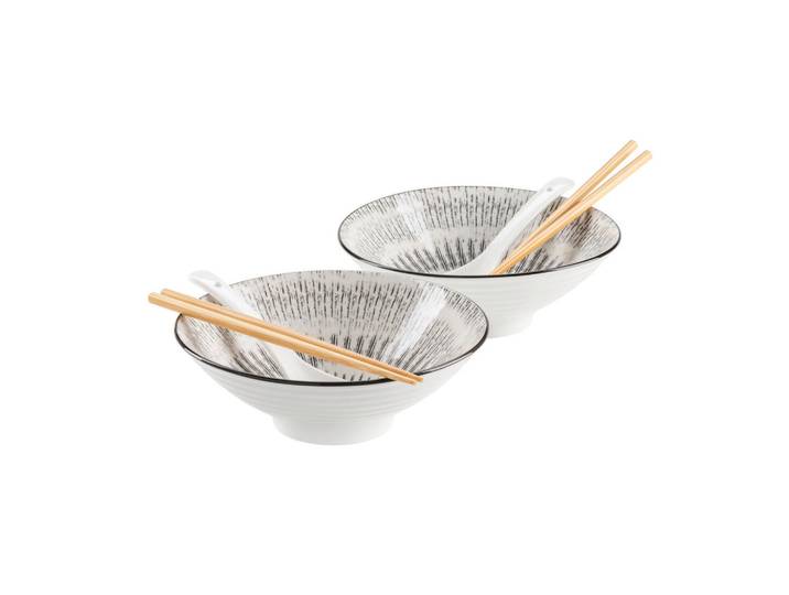 Mäser Chinesisches Tafelservice, Schwarz, Weiss, Keramik, 6-teilig, Geschirr, Geschirr-Sets, Tafelservice