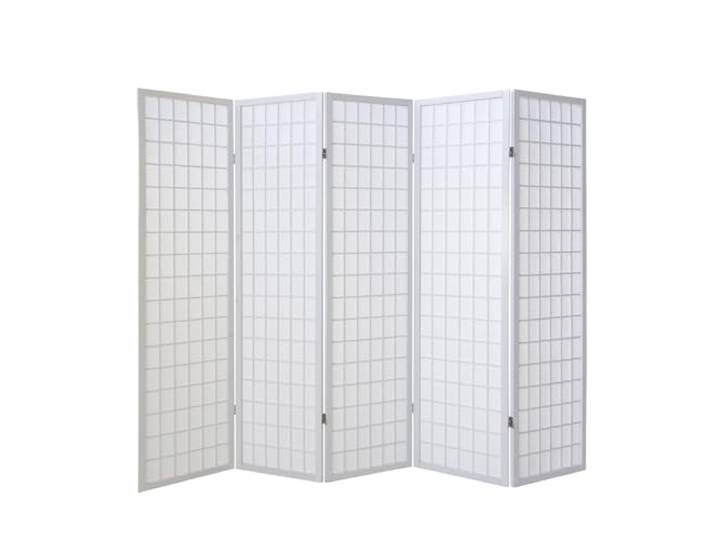 Homestyle4u 262, Paravent Raumteiler 5 teilig Innen Holz Weiß Trennwand Sichtschutz Reispapier Höhe 175 cm