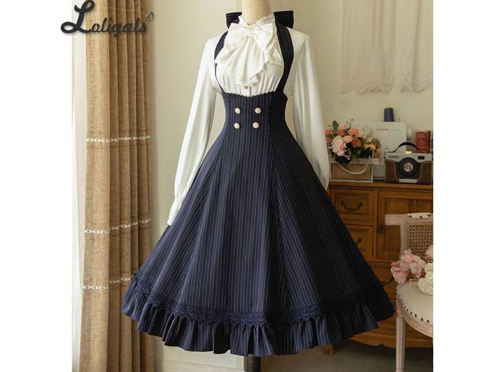 Robe de soirée classique Lolita JSK, vintage, sous le buste, longue, col licou, sud de la forêt
