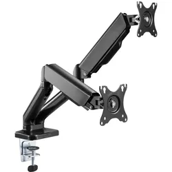 Techly Schreibtischhalterung für 2 LCD TV LED 43-81cm 17-32Zoll Klemme Gasfeder schwarz (Tisch, 32", 9 kg), Monitor Halterung, Schwarz