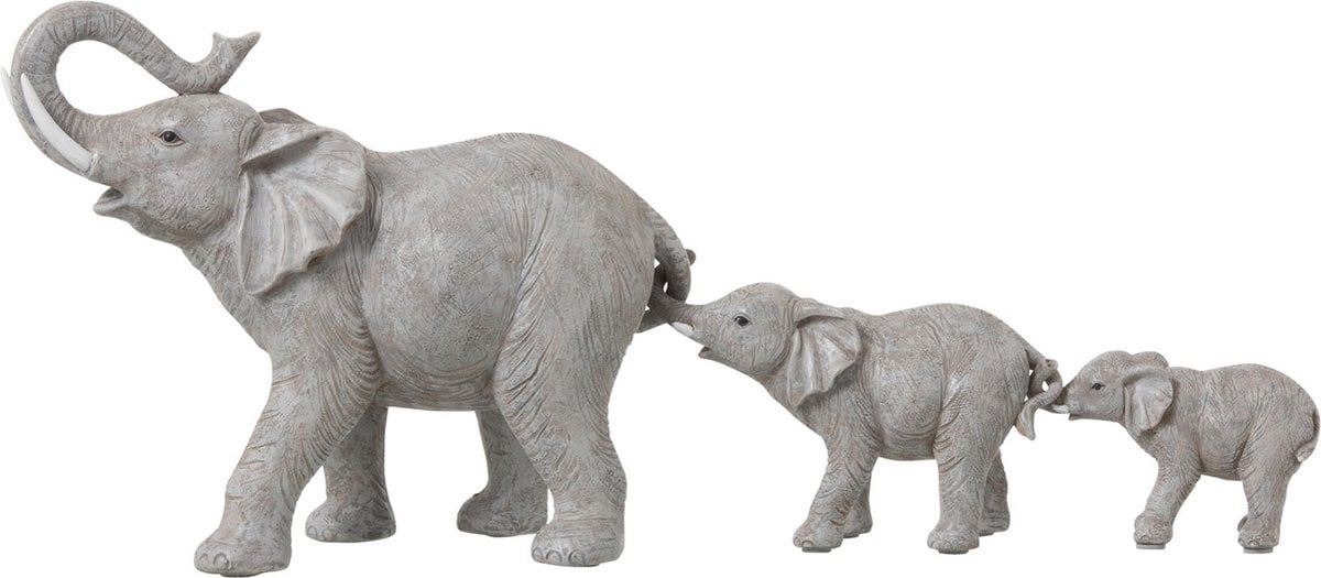 J-Line Figuur met 3 Olifanten - Grijs - Polyresin