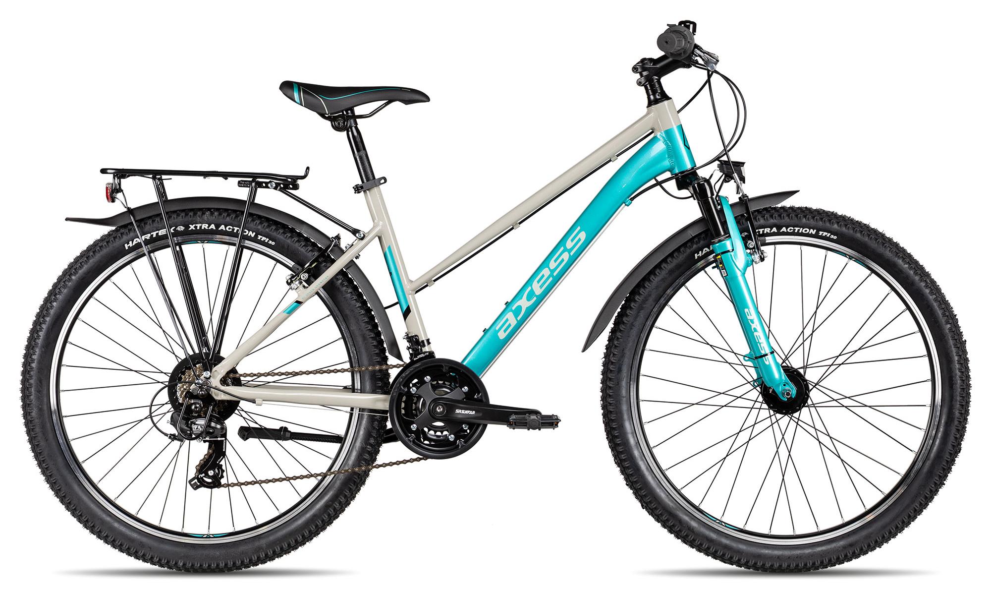 Axess Adventure 26 Trapez Jugendfahrrad mit Federgabel & Straßenausstattung 26 Zoll Türkis 43 cm