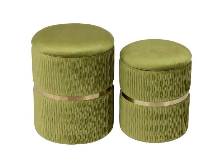Kayoom Hockerset, Grün, Gold, Metall, 2-teilig, Stauraum, Wohnzimmer, Hocker, Sitzhocker
