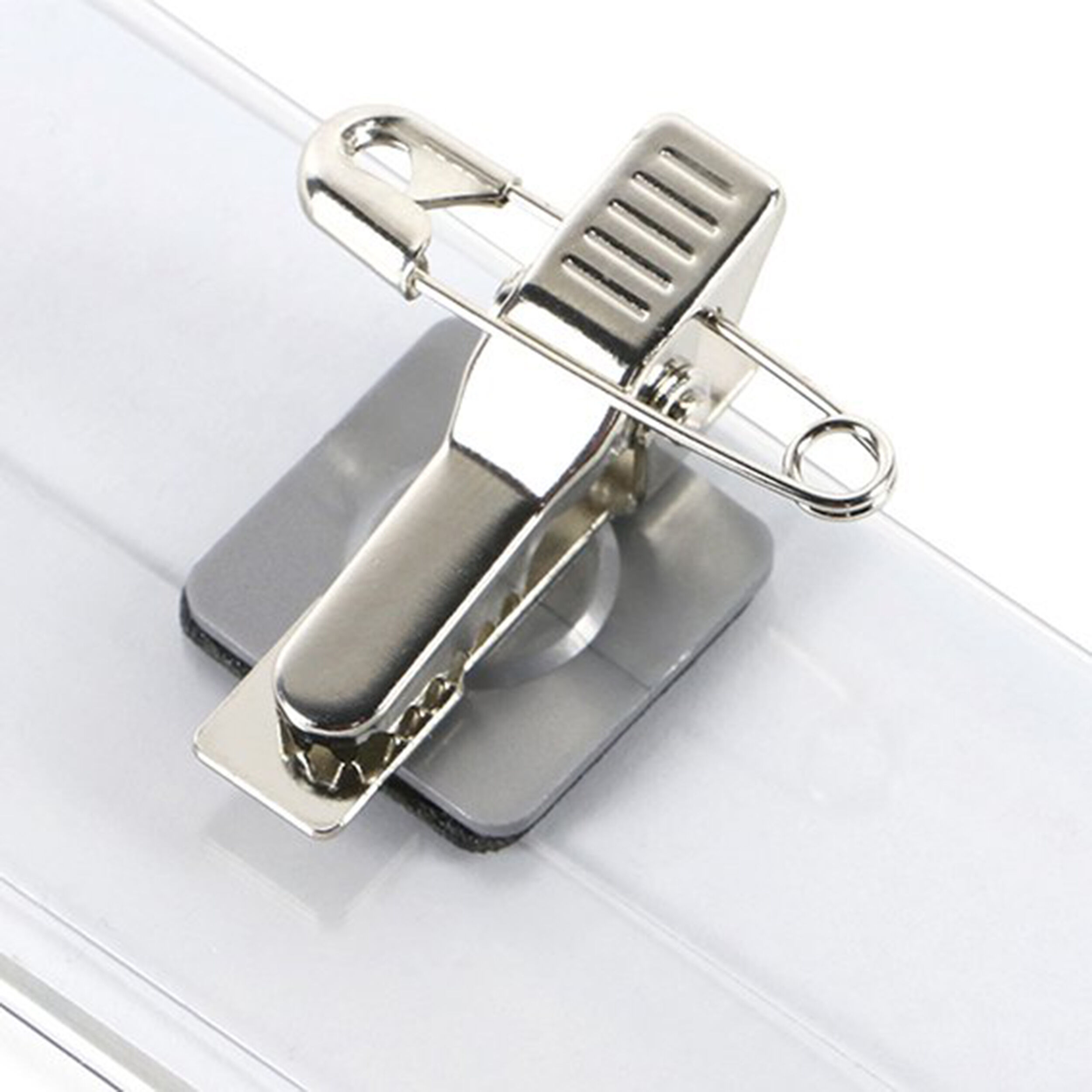 SPRINTIS 10 Unidades - Tarjetas identificativas broche urban Broche combinado, flexible   75 x 40 mm, PVC duro, transparente