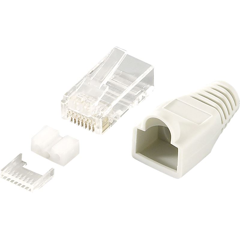 Logilink Modular Stecker Cat.6 RJ45 100 Stück ungeschirmt graue Tülle