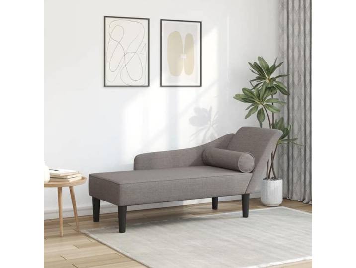 Chaise longue avec coussins taupe tissu 4007601