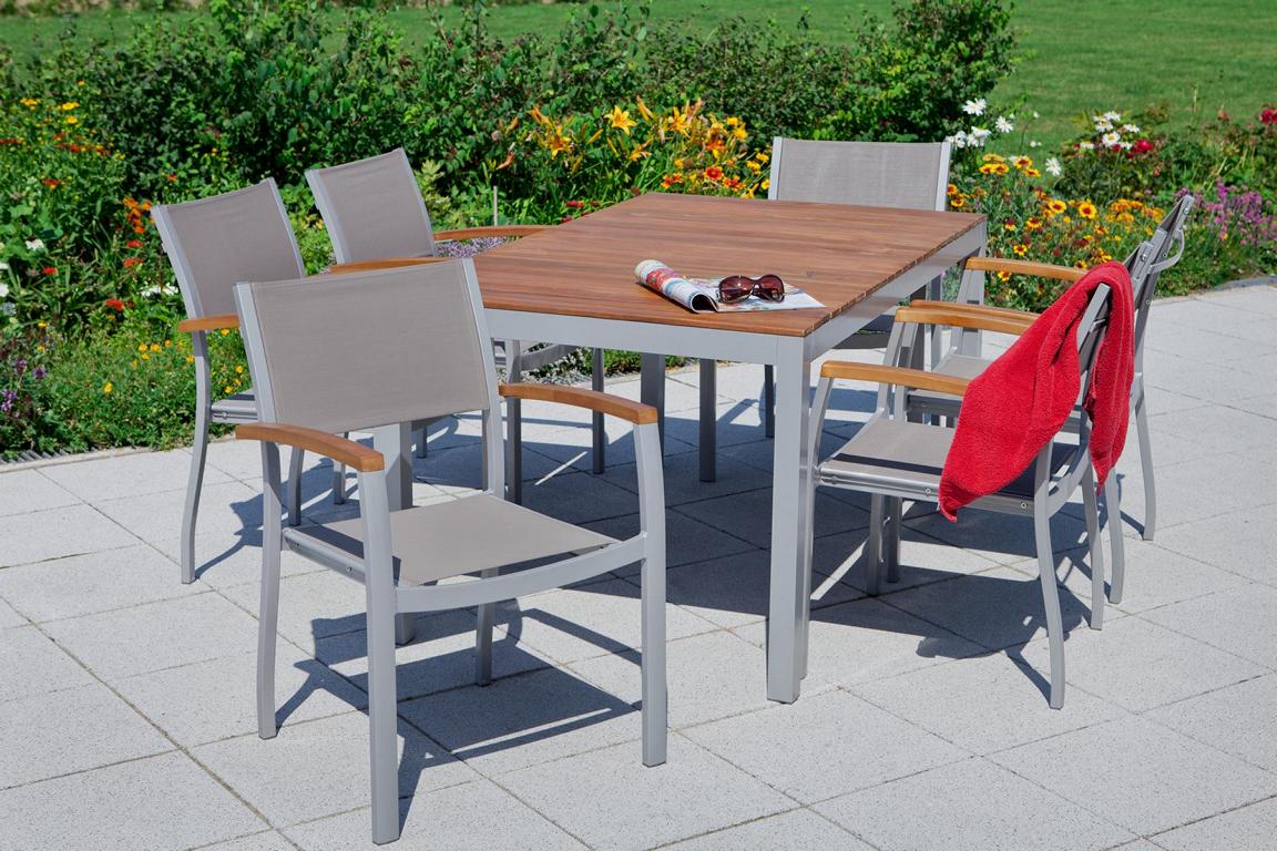 MERXXHANDELS Naxos Set 7tlg 6 Sessel Tisch 150x90cm 16909284